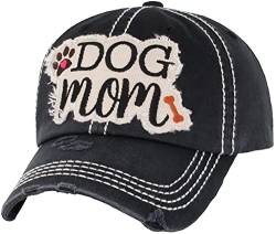 Sporty Dog Mom Damen Baseballcap Vintage Washed Cap (Schwarz) von Sporty