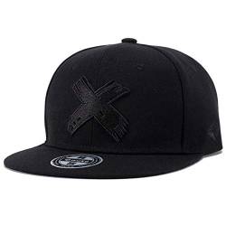 Sporty Snapback Cap Cross Hip Hop Street Baseball Flat Brim Mütze Kappe Basecap (schwarz) von Sporty