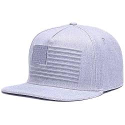 Sporty Snapback Cap U.S.A. Flag Fahne USA Baseballcap gerader Schirm Amerika Kappe Mütze Schirmmütze Basecap (grau) von Sporty