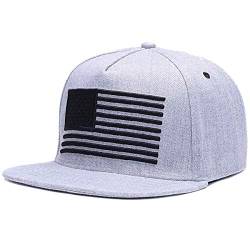 Sporty Snapback Cap U.S.A. Flag Fahne USA Baseballcap gerader Schirm Amerika Kappe Mütze Schirmmütze Basecap (grau/schwarz) von Sporty