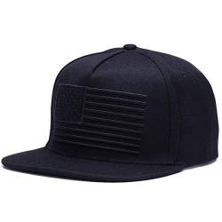 Sporty Snapback Cap U.S.A. Flag Fahne USA Baseballcap gerader Schirm Amerika Kappe Mütze Schirmmütze Basecap (schwarz) von Sporty