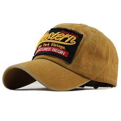 Sporty Trucker Baseballcap Western New York Cotton Distressed Snapback Vintage Cap (Gelb) von Sporty