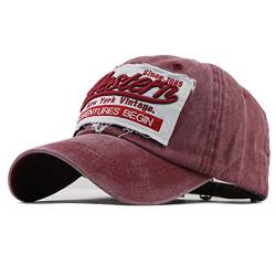 Sporty Trucker Baseballcap Western New York Cotton Distressed Snapback Vintage Cap (Rot) von Sporty