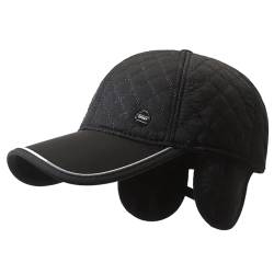 Sporty Winter Baseballcap mit Ohrenklappen Herren Ohrenschutz Wintercap Cap (Schwarz) von Sporty