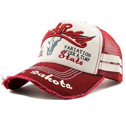 Trucker Mesh Baseballcap Black Rebel Western Distressed Vintage Retro Sommer Cap (rot/beige) von Sporty