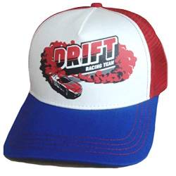 Trucker Mesh Baseballcap Drift Racing Team JDM Auto Turbo Tuning Cap Snapback Sommer (blau/rot/weiß) von Sporty