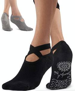 SportyAnis® Premium Yoga-Socken Damen mit Noppen, Stoppersocken, Antirutschsocken (2-3 Paar) rutschfest für Yoga, Pilates, Trampolin, Tanz und Ballet Schwarz und Grau von SportyAnis