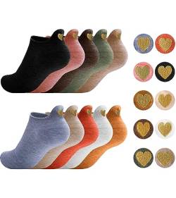 Sporzin Socken Damen 35-38 Sneaker Socken Damen 39-42 Lustige Socken 10 Paar Bunte Socken Damen Witzige Socken Crazy Socks - Smiley, Herzförmig, Welpen, Tier, Baumwolle von Sporzin