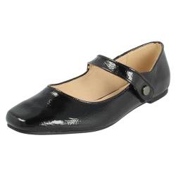 Savannah F80590 Damen-Schuhe mit Klettverschluss im Mary-Jane-Stil, Schwarz - Black Crinkle, 38 EU von Spot on