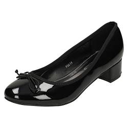 Spot On Damen Schuhe mit Schleife und niedrigem Absatz (39 EU) (Schwarz Glanz) von Spot on