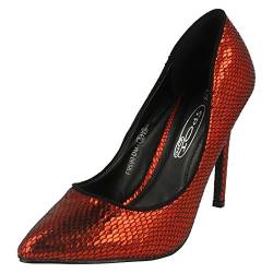 Spot On High Heel Pointed Toe Court / Snake, rot, 38 EU von Spot on