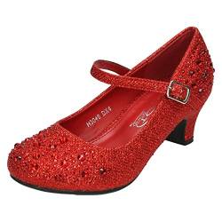 Spot On Kinder Mädchen Schuhe mit Strasssteinen, glitzernd, High Heel, rot, 18 EU von Spot on
