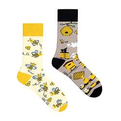 Spox Sox Casual Unisex für Damen und Herren – lustige, mehrfarbige, bunte, verrückte, unterschiedliche, gemusterte Socken für Individualisten, Gr. 40-43, Bienen von Spox Sox