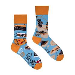 Spox Sox Casual Unisex für Damen und Herren – lustige, mehrfarbige, bunte, verrückte, unterschiedliche, gemusterte Socken für Individualisten, Gr. 44-46, auf der Reise von Spox Sox