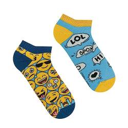 Spox Sox Casual Unisex für Damen und Herren - lustige, mehrfarbige, bunte, verrückte, unterschiedliche Sneaker Socken für Individualisten, Gr. 44-46, Emoticons von Spox Sox