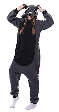 Animal Eichhörnchen Pyjamas Unisex Kostüme Cosplay Halloween Kostüm Onesie Outfit, Z-Waschbär-1, S von Spphin's