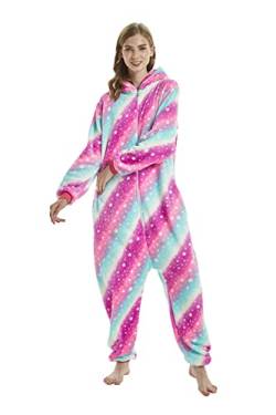 Karneval Halloween Pyjamas Einhorn Onesie Tier Cosplay Kostüm Schlafanzug mit Kapuze Erwachsene Jumpsuit von Spphin's