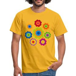 Spreadshirt 70er Jahre Hippie Flower Power Kostüm Blumen Outfit Männer T-Shirt, 4XL, Gelb von Spreadshirt