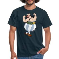 Spreadshirt Asterix & Obelix Glücklich Muskeln Männer T-Shirt, XL, Navy von Spreadshirt
