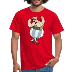 Spreadshirt Asterix & Obelix Glücklich Muskeln Männer T-Shirt, XXL, Rot von Spreadshirt