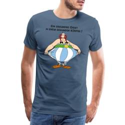 Spreadshirt Asterix und Obelix Körper Gesundheit Spruch Männer Premium T-Shirt, 5XL, Blaugrau von Spreadshirt