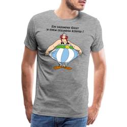 Spreadshirt Asterix und Obelix Körper Gesundheit Spruch Männer Premium T-Shirt, 5XL, Grau meliert von Spreadshirt