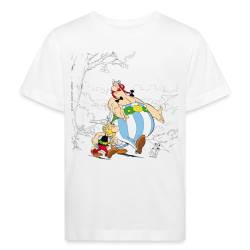 Spreadshirt Asterix & Obelix gehen mit Idefix Spazieren Kinder Bio-T-Shirt, 122/128 (7-8 Jahre), weiß von Spreadshirt