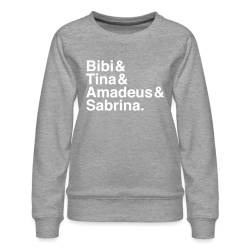 Spreadshirt Bibi Und Tina Amadeus Sabrina Typographie weiß Frauen Premium Pullover, XL, Grau meliert von Spreadshirt