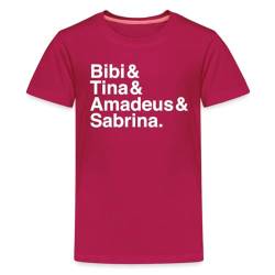 Spreadshirt Bibi Und Tina Amadeus Sabrina Typographie weiß Kinder Premium T-Shirt, 134/140 (8 Jahre), Dunkles Pink von Spreadshirt
