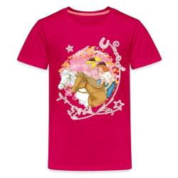 Spreadshirt Bibi Und Tina Wettreiten Im Wald Teenager Premium T-Shirt, 146/152 (10 Jahre), Dunkles Pink von Spreadshirt