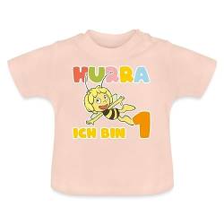 Spreadshirt Biene Maja 1. Geburtstag Baby Bio-T-Shirt mit Rundhals, 12-18 Monate, Kristallrosa von Spreadshirt