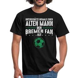 Spreadshirt Bremen Fan Alter Mann Fußball Geschenk Männer T-Shirt, L, Schwarz von Spreadshirt