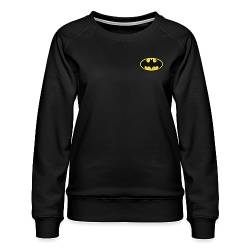 Spreadshirt DC Comics Batman Kleines Logo Used Look Frauen Premium Pullover, L, Schwarz von Spreadshirt