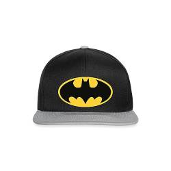 Spreadshirt DC Comics Batman Logo Schwarze Fledermaus Klassisch Snapback Cap, One Size, Schwarz/Grau von Spreadshirt