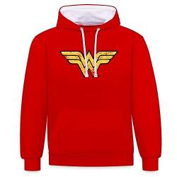 Spreadshirt DC Comics Justice League Wonder Woman Kontrast Hoodie, XL, Rot/Weiß von Spreadshirt