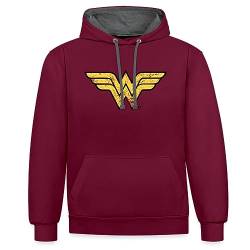 Spreadshirt DC Comics Justice League Wonder Woman Kontrast Hoodie, XXL, Weinrot/Anthrazit von Spreadshirt