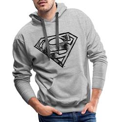 Spreadshirt DC Comics Superman Logo Gezeichnet Männer Premium Hoodie, 3XL, Grau meliert von Spreadshirt