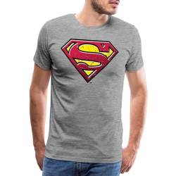 Spreadshirt DC Comics Superman Logo Used Look Punkte Style Männer Premium T-Shirt, M, Grau meliert von Spreadshirt