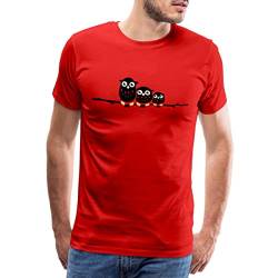 Spreadshirt DREI Baby Eulen auf einem AST Männer Premium T-Shirt, L, Rot von Spreadshirt