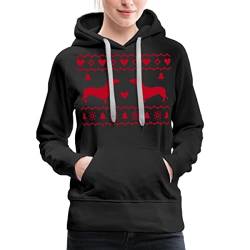 Spreadshirt Dackel Weihnachten Norwegerpulli Weihnachtspullover Frauen Premium Hoodie, L, Schwarz von Spreadshirt