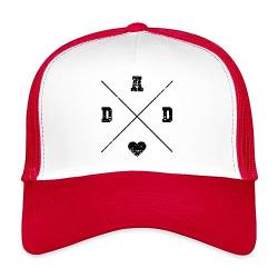 Spreadshirt Dad Herz Grafik Vintage Look Trucker Cap, One Size, Weiß/Rot von Spreadshirt