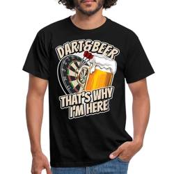 Spreadshirt Dart and Beer That's Why I'm Here Dartboard Darts Fan Gift Männer T-Shirt, XXL, Schwarz von Spreadshirt