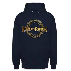 Spreadshirt Der Herr Der Ringe Großes Logo Mit Ring-Inschrift Unisex Hoodie, XXL, Navy von Spreadshirt