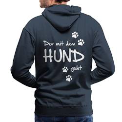 Spreadshirt Der Mit Dem Hund Geht Gassi Hunde Spruch Männer Premium Hoodie, 3XL, Navy von Spreadshirt