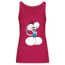 Spreadshirt Diddl Diddlmaus Winkt Fröhlich Frauen Premium Tank Top, 3XL, Dunkles Pink von Spreadshirt