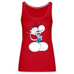 Spreadshirt Diddl Diddlmaus Winkt Fröhlich Frauen Premium Tank Top, XXL, Rot von Spreadshirt