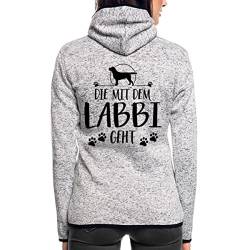 Spreadshirt Die Mit Dem Labbi Geht Frauen Kapuzen-Fleecejacke, L, Hellgrau meliert von Spreadshirt