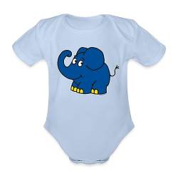 Spreadshirt Die Sendung Mit Der Maus Der Kleine Elefant Baby Bio-Kurzarm-Body, 74 (6-9 M.), Sky von Spreadshirt