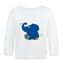 Spreadshirt Die Sendung Mit Der Maus Elefant Sitzend Baby Langarmshirt, 12-18 Monate, weiß von Spreadshirt