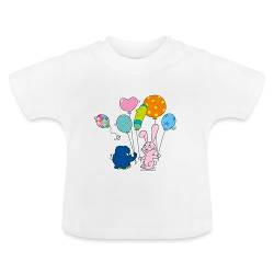 Spreadshirt Die Sendung Mit Der Maus Elefant & Hase Luftballons Baby Bio-T-Shirt mit Rundhals, 18-24 Monate, weiß von Spreadshirt